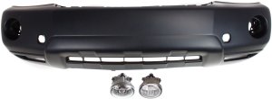Front Bumper Cover for Toyota Highlander 2004-2007, 3-Piece Kit with Fog Lights, Replacement