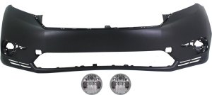 Front Bumper Cover for Toyota Highlander 2011-2013, 3-Piece Kit with Fog Lights, Replacement
