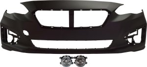 Front Bumper Cover for Subaru Impreza 2017-2019 3-Piece Kit with Fog Lights, Replacement