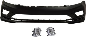 Front Bumper Cover for 2016-2017 Volkswagen Jetta, Primed (Ready to Paint), 3-Piece Kit, with Fog Lights, Replacement