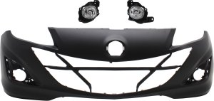Front Bumper Cover for Mazda Mazda 3 (2010-2013), 3-Piece Kit with Fog Lights, Replacement