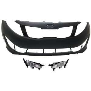 Front Bumper Cover for KIA OPTIMA 2011-2013, 3-Piece Kit with Fog Lights, Replacement