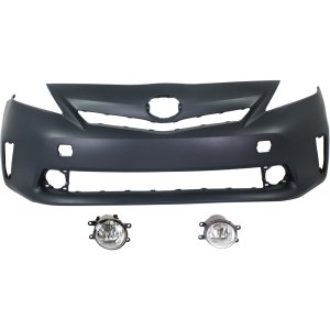 Front Bumper Cover for Toyota Prius V 2012-2014, 3-Piece Kit, with Fog Lights, Replacement