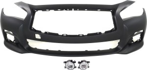 Front Bumper Cover for 2014-2017 Infiniti Q50, 3-Piece Kit with Fog Lights, Replacement