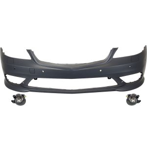 Front Bumper Cover for Mercedes-Benz S550 (2012-2013), 3-Piece Kit, with Fog Lights, Replacement