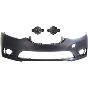 Front Bumper Cover for 2016-2019 Nissan Sentra, 3-Piece Kit with Fog Lights, Replacement