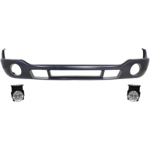 Front Bumper Cover for 2003-2004 GMC Sierra Pickup, 3-Piece Kit with Fog Lights, Replacement