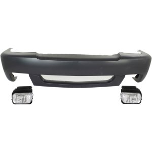 Front Bumper Cover for Chevrolet Silverado 1500 2004-2007, 3-Piece Kit with Fog Lights, Replacement