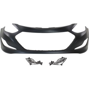Front Bumper Cover for Hyundai Sonata 2011-2015, 3-Piece Kit with Fog Lights, Replacement