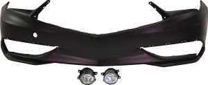 Front Bumper Cover Kit for Acura TLX 2018-2020, 3-Piece, Primed (Ready to Paint), with Fog Lights, Replacement