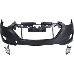 Front Bumper Cover for Hyundai Tucson 2010-2015, 3-Piece Kit with Fog Lights, Replacement