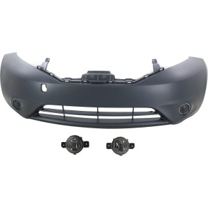 Front Bumper Cover for Nissan Versa Note 2014-2016, 3-Piece Kit with Fog Lights, Replacement