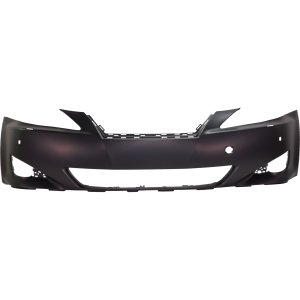 Front Bumper Cover for Lexus IS250/IS350 (2006-2008), Primed (Ready to Paint), with Headlight Washer Holes and Pre-Collision System, Replacement