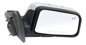 Power Mirror for Lincoln MKX 2007, Right (Passenger), Manual Folding, Heated, Chrome, with Puddle Light, Memory Replacement