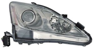 Right (Passenger) Headlight Lens/Housing for 2009 - 2010 Lexus IS350, Front Headlight Assembly Replacement Housing/Lens/Cover - Halogen, 8113053400, Replacement
