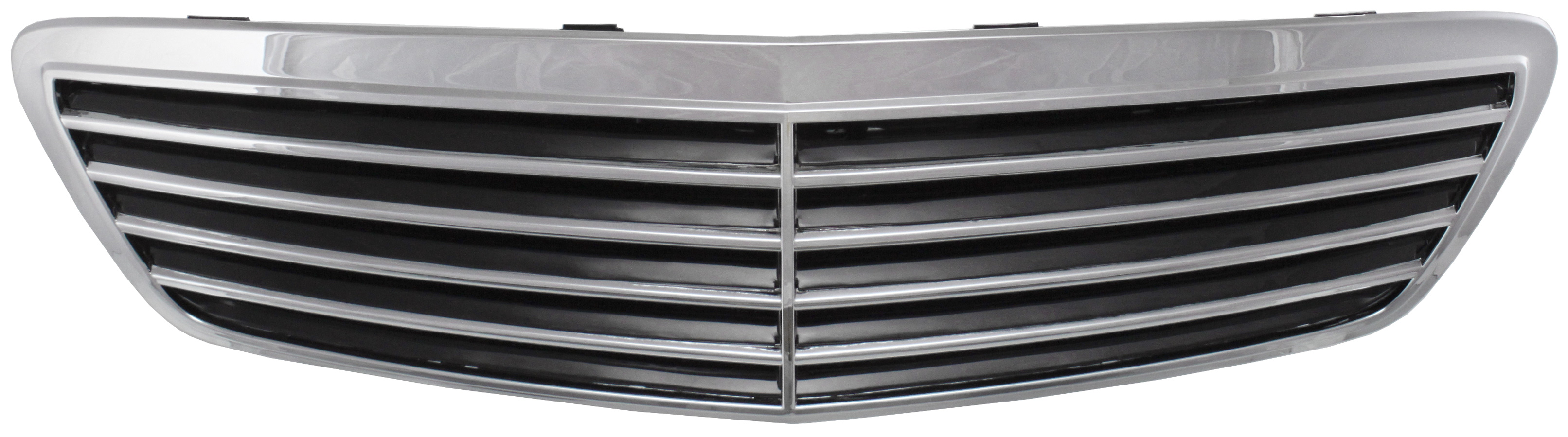 Grille for Mercedes S-Class 2000-2002, Chrome Shell with Painted Black Insert, without Collision Warning Grille, (220) Chassis, Replacement