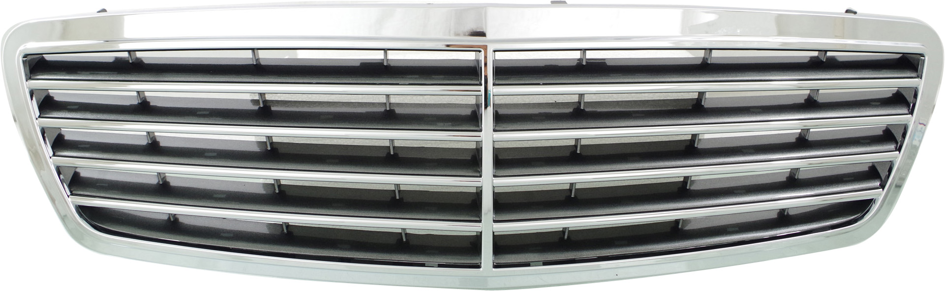 Grille for S-Class Mercedes-Benz 2003-2006, Chrome Shell with Painted Gray Insert, without Collision Warning System, Replacement