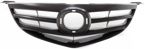 Grille for Mazda 3 Sedan 2004-2006, Black Shell and Insert, Horizontal Bar Insert, Sport Type, Replacement