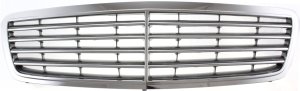 Chrome Shell/Painted Gray Insert Grille for C-CLASS Mercedes-Benz 2001-2005, Avantgarde Package, Elegance Package, Replacement