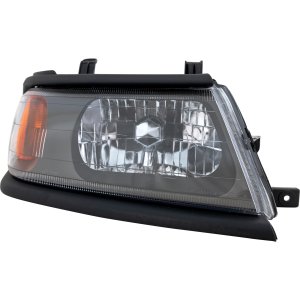 Headlight Assembly for Mitsubishi Montero Sport 2000-2004, Right (Passenger), Halogen, Flat Black, Replacement