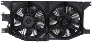 Radiator Fan Shroud Assembly for Mercedes-Benz ML-Class 1998-2005, Dual Fan, Outer, Chassis 163, Replacement