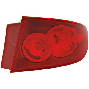 Tail Light Assembly for Mazda 3 Sedan 2004-2006, Right (Passenger) Side, Outer, Red Lens, with Standard Type Bumper, Replacement