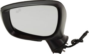 Power Mirror Left (Driver) for Mazda CX-3 2016-2022, Manual Folding, Non-Heated, Paintable, with Blind Spot Detection in Glass and In-Housing Signal Light, without Auto Dimming and Memory, Replacement
