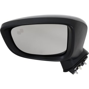 Power Mirror for the 2017-2018 Mazda 3 Left (Driver), Manual Folding, Non-Heated, Paintable w/ Blind Spot Monitoring and Signal Light, for Mexico Built Hatchback/Sedan Vehicle, Replacement