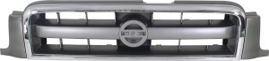 Chrome Shell Grille with Painted Gray Insert for 2003-2004 Nissan Pathfinder, Replacement