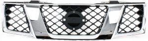Chrome Shell Grille with Black Insert for 2005-2007 Nissan Pathfinder, 2005-2008 Nissan Frontier, Replacement