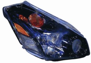Right (Passenger) Headlight Assembly for 2004 Nissan Quest, Front Headlight Assembly Replacement Housing/Lens/Cover, Dark Gray Bezel, Composite,  260105Z025, Replacement