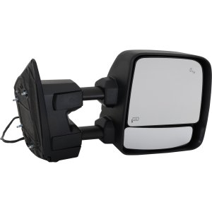 Towing Mirror Right (Passenger) for Nissan TITAN 2017-2021/TITAN XD 2016-2021, Power, Manual Folding and Extending, Heated Upper Glass, Textured, with Blind Spot Detection, Puddle Light, Signal Light, without Memory, Replacement