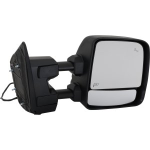 Towing Mirror for Nissan Titan 2017-2019/Titan XD 2017-2021, Right (Passenger) Side, Power Operated, Manual Folding and Extending, Heated Upper Glass, Textured, with Blind Spot Detection, Memory, Puddle Light and Signal Light, Replacement