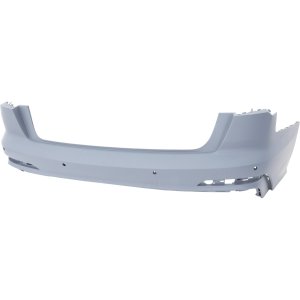 Rear Bumper Cover for Audi A6 Quattro 2019-2023, S6 2020-2023, Primed (Ready to Paint), Comes with S-Line Package and Parallel Park Assist Sensor Holes, Replacement