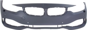 Front Bumper Cover for BMW 4-Series 2014-2017, Primed (Ready to Paint), Without M Sport Package, with Headlight and Parking Distance Control Holes, Without Intelligent Parking Assist System Holes, Convertible/Coupe, Replacement