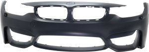 Front Bumper Cover for BMW M3 (2015-2018) / M4 (2015-2020), Primed (Ready to Paint), with Headlight Washer Holes, Replacement