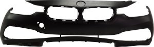 Front Bumper Cover for BMW 3-Series (2016-2019) Sedan (2016-2018)/Wagon, Primed (Ready to Paint), Luxury Line without M Sport Package and Headlight Washer Holes, Replacement Models: 320i, 328i, 330i, 335i, 340i.