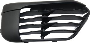 Front Bumper Grille for BMW X1 2016-2018, Right (Passenger) Side, Textured Black, without M Package, without Park Distance Control Sensor Holes, Replacement