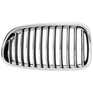 Chrome Shell Grille with Black Insert for 2011-2013 BMW 5-Series Sedan, Left (Driver) Side, without Night Vision, Replacement (Models: 528i, 535i, 550i)
