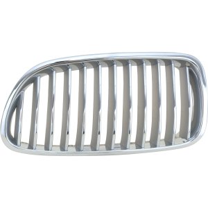 Chrome Shell and Insert Grille for BMW 550I Sedan, 2011-2016, Left (Driver), without Night Vision, Replacement
