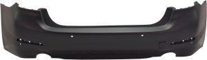 Rear Bumper Cover for BMW 5-Series 2017-2020, Primed (Ready to Paint), Excludes 540i Model, Sedan, without M Package, with Luxury Package, with Park Distance Control Sensor Holes, without Park Assist Sensor Holes, Replacement
