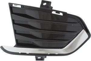 Front Bumper Grille for Cadillac XT5 2017-2024, Right (Passenger) Side, Black with Satin Chrome Molding, Compatible with or without Auto Park Assist, Replacement