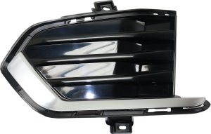 Front Bumper Grille for Cadillac XT5 2017-2024, Left (Driver), Black with Satin Chrome Molding, Fits 2020-2024 with or without Auto Park Assist, Replacement