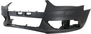 Front Bumper Cover for Audi A4 2013-2016, Primed (Ready to Paint), without S-Line Package, with Headlight Washer Holes, without Warning System, Replacement