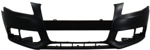 Front Bumper Cover for Audi A4 2009-2012 Sedan/Wagon, Primed (Ready to Paint), Without S-Line Package, Without Headlight Washer Holes, Replacement