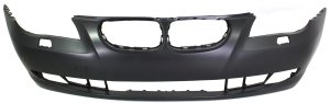 Front Bumper Cover for BMW 5-Series 2008-2010, Sedan/Wagon, Primed (Ready to Paint), without M Package, without Park Distance Control Sensor Holes, Replacement