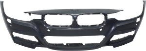 Front Bumper Cover for BMW 3-Series (2013-2019), Primed (Ready to Paint), with M Sport Line, with Headlight Washer, Parking Distance Control Sensor Holes, Intelligent Parking Assist System, Camera, suitable for Sedan (2013-2018) and Wagon, Replacement