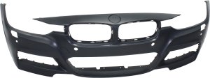 Front Bumper Cover for BMW 3-Series (2013-2019), Primed (Ready to Paint), with M Sport Line, Headlight Washer and Parking Distance Control Sensor Holes, without Intelligent Park Assist System/Camera, for Sedan/Wagon (2013-2018), Replacement