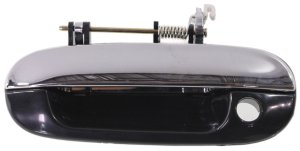 Front Exterior Door Handle for Chevrolet Trailblazer/GMC Envoy 2002-2009, Left (Driver), Chrome Lever with Smooth Black Housing, with Keyhole, Replacement