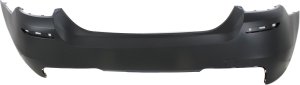 Rear Bumper Cover for BMW 5-Series (2011-2016) Sedan, w/ M Package, Primed (Ready to Paint), w/o Park Distance Control Sensor Holes, Replacement Models: 518d, 520d, 523i, 525d, 528i, 530d, 535i, 545i.